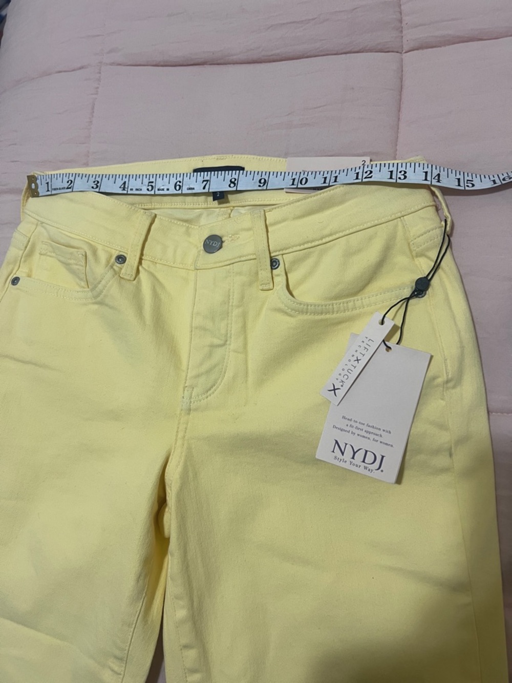 NYDJ Yellow Cropped Jeans Women’s Size 2 Lift Tuck Technology Spring Denim NWT - Picture 11 of 11